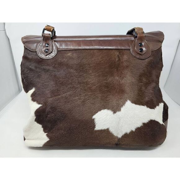 VITTORIO RICCI HAND MADE ITALY BROWN LEATHER COW HIDE PURSE TOTE LARGE 18" X 9" - Picture 5 of 10